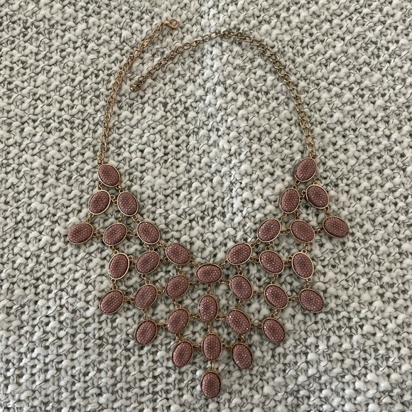 Mauve Pink Jeweled Statement Necklace - Picture 3 of 6